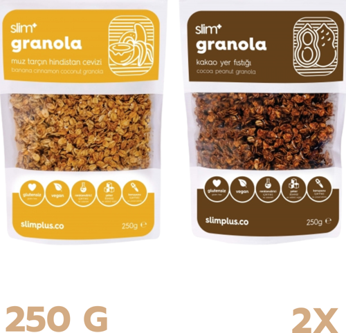 Glutensiz Granola Mix Paket Muz Granola 250G ve Kakao Granola 250G