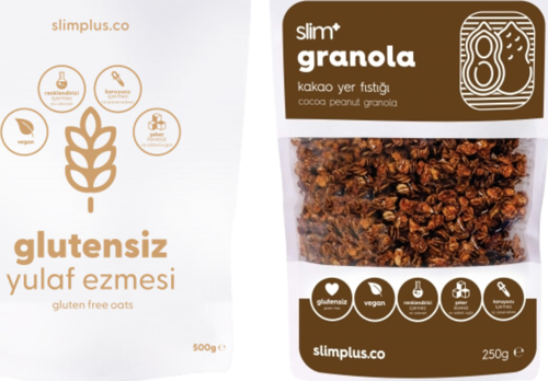 Kakao Yer Fıstığı Glutensiz İlave Şekersiz Vegan 250G Granola ve 500G Yulaf Ezmesi Paketi