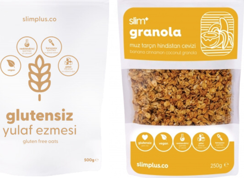 Muz Tarçın Hindistan Cevizi Glutensiz İlave Şekersiz Vegan 250G Granola ve 500G Yulaf Ezmesi Paketi