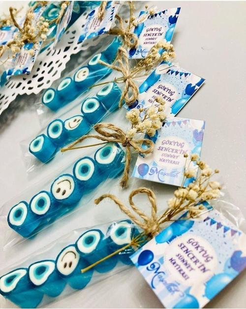 Mavi Nazar Temalı Doğum Günü, Babyshower, Düğün, Sünnet, Mevlüt, Yaş Günü Şeker, 50 Adet