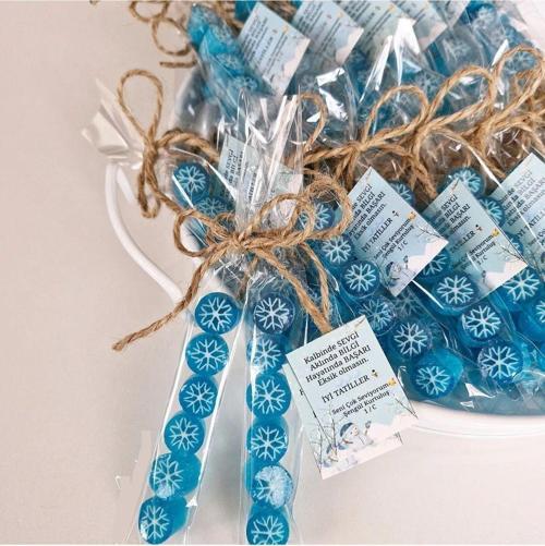 Kar Desenli Yılbaşı Özel Parmak Şeker 50 Adet