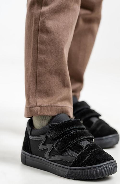 Erkek Çocuk Siyah Hakiki Deri Günlük Anatomik Ayakkabı