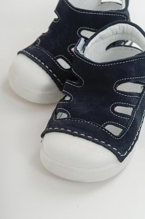 Unisex Çocuk Lacivert Deri Ortopedik Destekli İlk Adım Ayakkabı