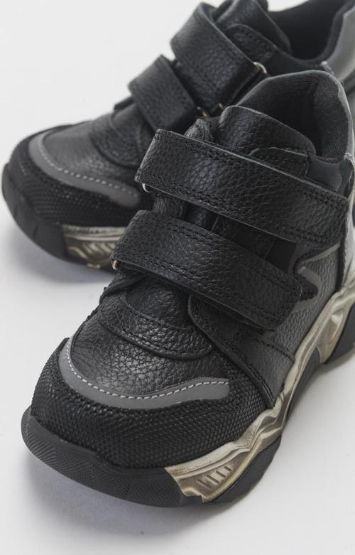 Erkek Çocuk Siyah Hakiki Deri Çocuk Bot