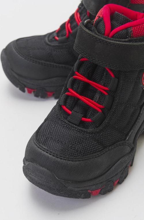 Erkek Çocuk Siyah-Kırmızı Microfiber Trekking Çocuk Bot