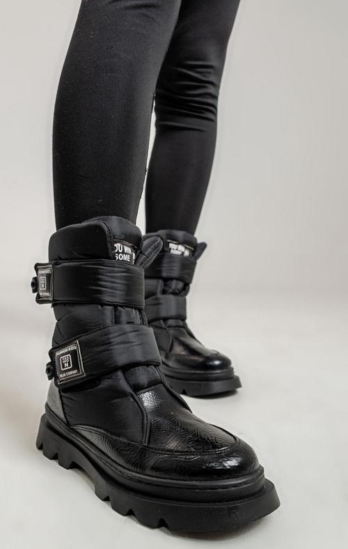 Kız Çocuk Siyah Rugan Deri Anatomik Günlük Bot