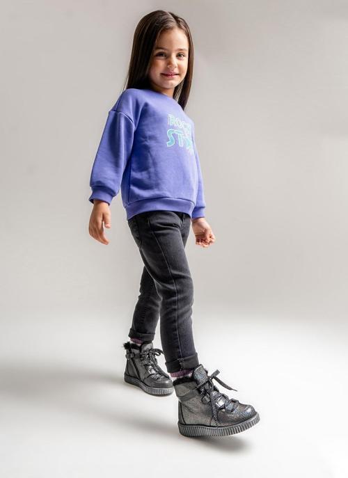 Kız Çocuk Siyah Simli Hakiki Deri Anatomik Günlük Bot