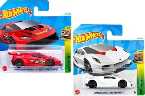 2 Araç Hot Wheels Set - Lamborghini Sesto Elemento & Lamborghini Huracan LP 620-2 Super Trofeo (1/64)