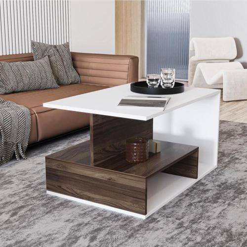 Vera S004 Orta Sehpa Beyaz/Sandık Ceviz, Ev-Ofis