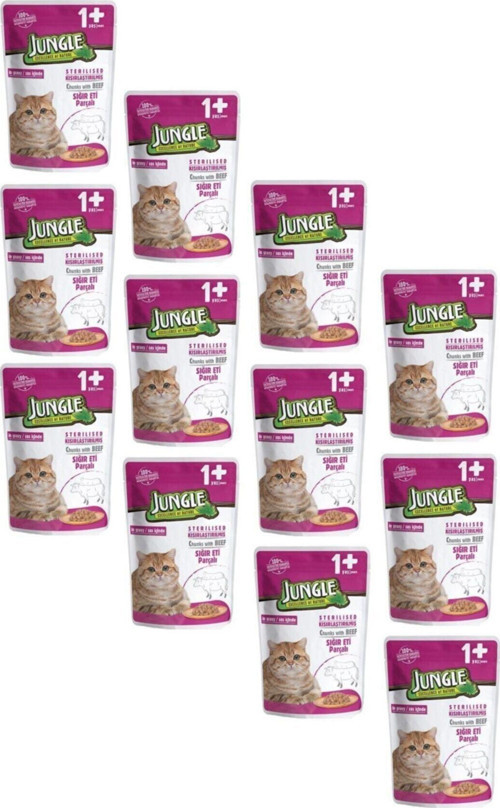 Pouch Kısırlaştırılmış Biftekli Yaş Kedi Maması 100Gr X 12 Adet