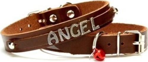 Isimlikli Deri Kedi Tasması 1,5X28-32Cm Kahverengi