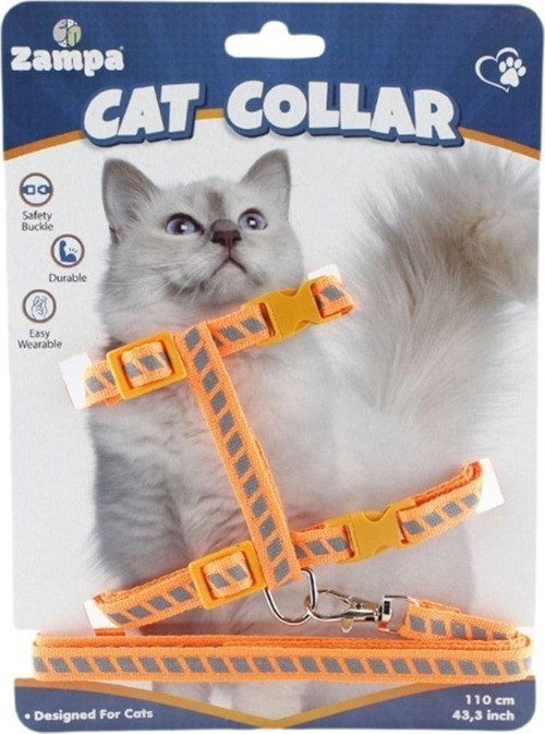 Parçalı Reflektörlü Kedi Gövde Tasması 110 Cm