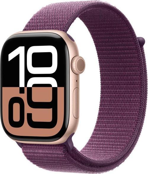 Watch Series 10 Gps 42Mm Roze Altın Sarısı Alüminyum Kasa + Plum Spor Loop