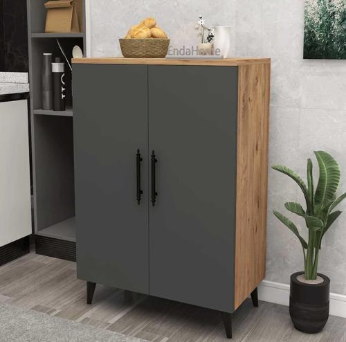 Home Enda 3 Raflı 2 Kapaklı Çok Amaçlı Dolap Antrasit - Atlantik Çam
