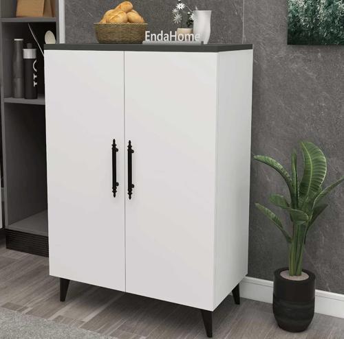 Home Enda 3 Raflı 2 Kapaklı Çok Amaçlı Dolap Antrasit - Beyaz