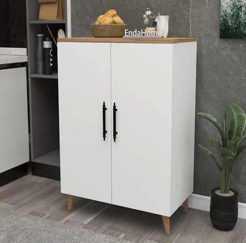 Home Enda 3 Raflı 2 Kapaklı Çok Amaçlı Dolap Beyaz - Atlantik Çam