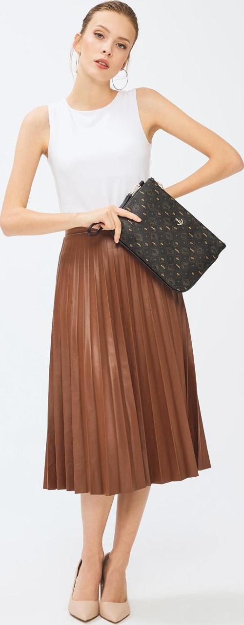 Kadın Basic Clutch Çanta Monogram Desenli Siyah Taba 214002