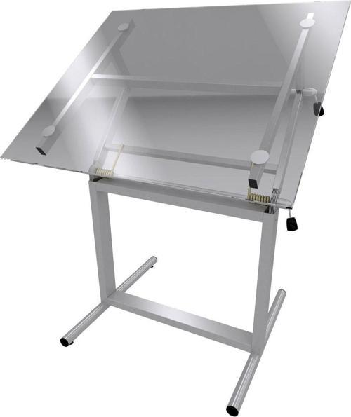 80X120 Cm Camlı Teknik Çizim Proje Masası Profesyonel Metal Yükseklik Ayarlı