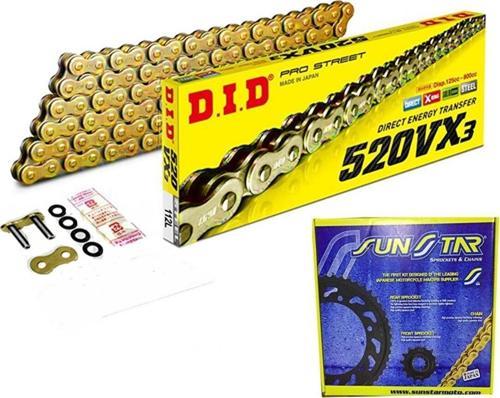 Dıd Sunstar Gold Zincir Dişli Seti 520vx3 X-rıng Yamaha Yzf-r25 Mt-25 2015-2022  14t 43t (32514 - 1-