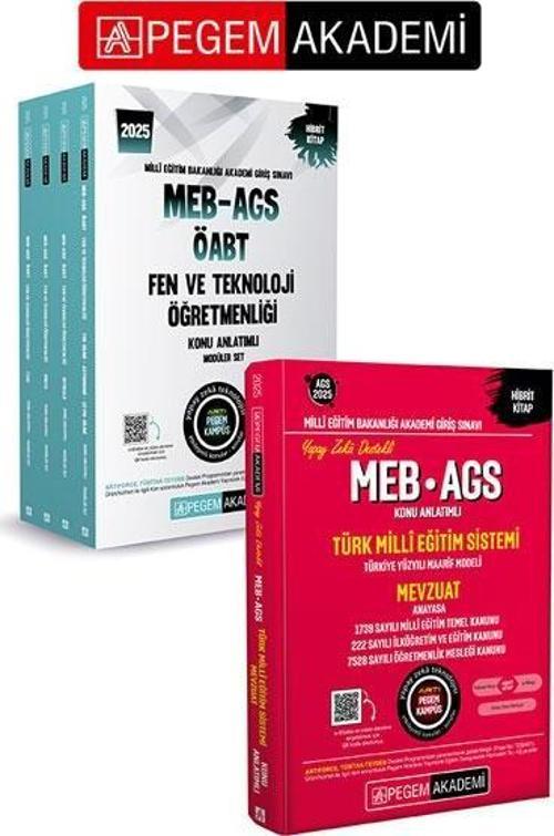 PEGEM AKADEMİ2025 MEB-AGS-ÖABT Fen ve Teknolojii Öğretmenliği Konu Anlatımlı Modüler Set (4 Kitap)