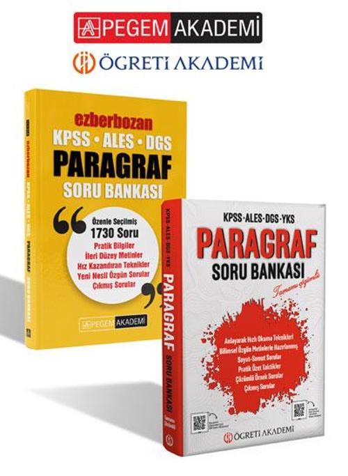PEGEM AKADEMİ Ezberbozan KPSS ALES DGS Paragraf Soru Bankası + ÖĞRETİ KPSS ALES DGS YKS Paragraf Sor