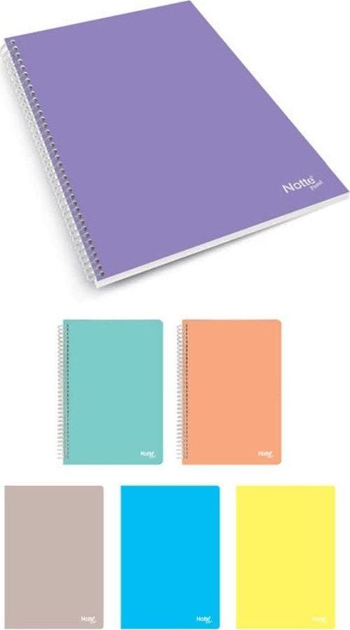 A4 Pastel 100 Sayfa Çizgili Spiralli Plastik Kapak Defter 60 - 338