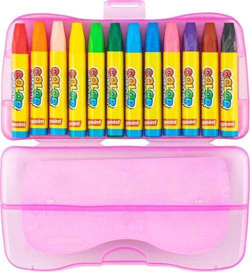 Yağlı Pastel Boya 12 Renk - Pembe Kutulu