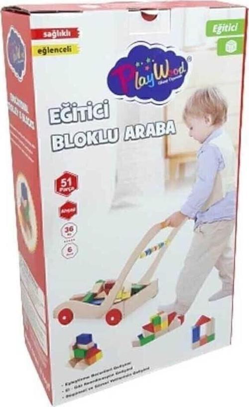 Ony - 373 Onyıl Kutuda Ahşap Eğitici Bloklu Araba