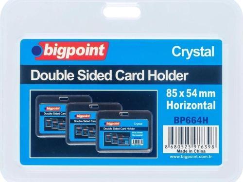 Çift Taraflı Kart Kabı Kristal Yatay Şeffaf 85X54Mm