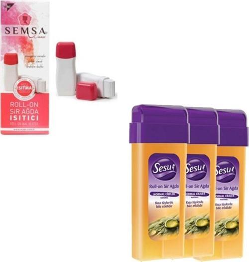 Semsa Waax Roll-On Kartuş Ağda Isıtıcı + Sesu Roll-On Kartuş Ağda Normal Ciltler 100 Ml 3 Adet