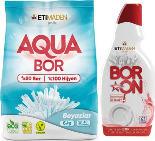 Aquabor Toz Çamaşır Deterjanı 6 Kg Beyazlar + Jel Bulaşık