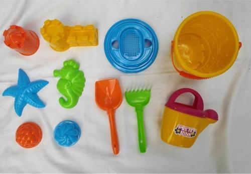 Plaj Set Elekli Şato Kova Seti+ Kum Kalıpları+ Sulama Kabı