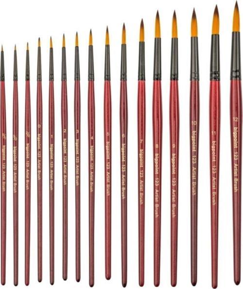 123 Serisi Sentetik Kıl Yuvarlak Fırça No 0-2/0-3/0-5/0-1-2-3-4-5-6-7-8-9-10-11-12 (16 Lı Set)