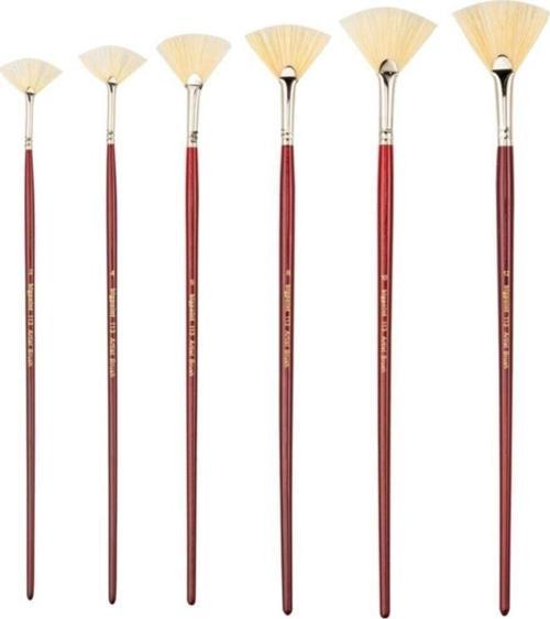 113 Serisi Doğal Kıl Yelpaze Fırça 6Lı Set No 2 - 4 - 6 - 8 - 10 - 12