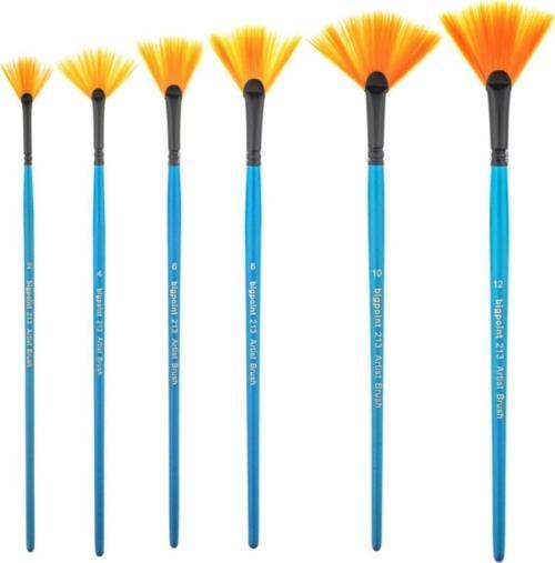 213 Serisi Doğal Kıl Yelpaze Fırça No 2 - 4 - 6 - 8 - 10 - 12 (6 Lı Set)