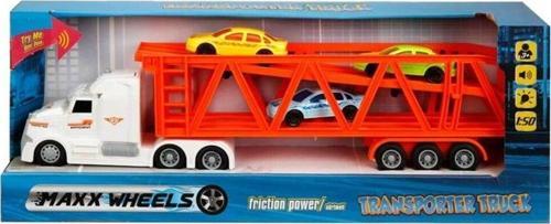 1 50 Maxx Wheels Sesli Ve Işıklı Taşıyıcı Tır 23198 Beyaz Tır Kırmızı Römork