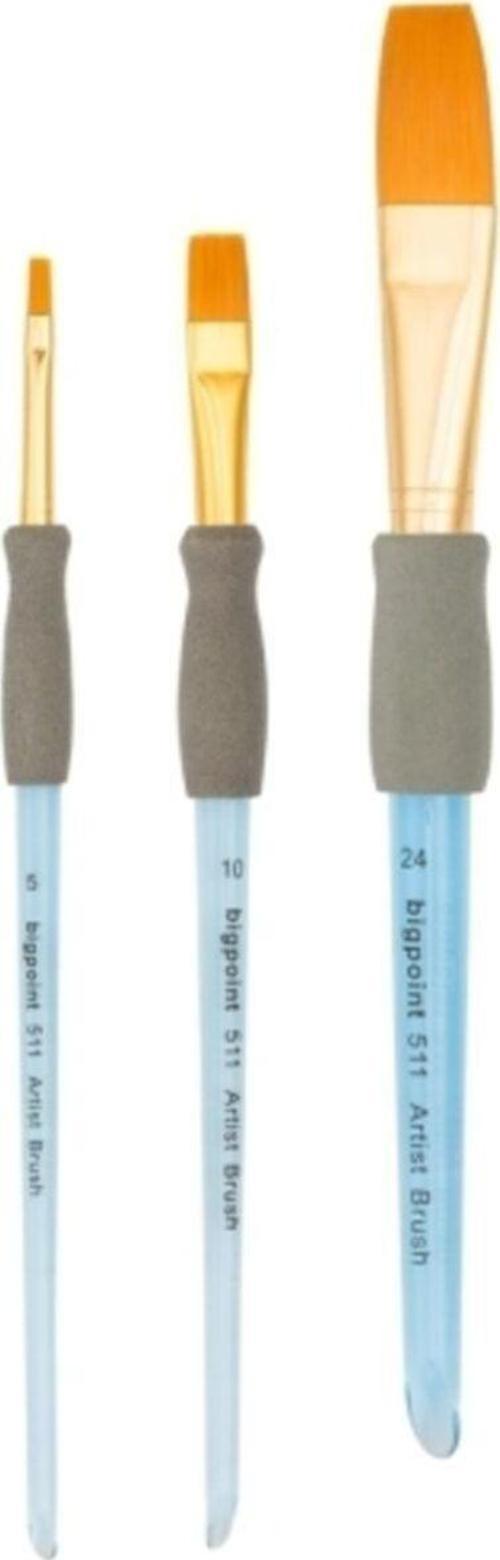 511 Serisi Sentetik Kıl Akrilik Sap Düz Kesik Fırça No 5 - 10 - 24 ( 3 Lü Set ) 1 Takım