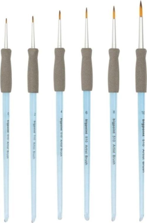 510 Serisi Sentetik Kıl Akrilik Sap Yuvarlak Fırça No 0 - 2 - 4 - 6 - 8 - 10 (6 Lı Set ) 1 Takım