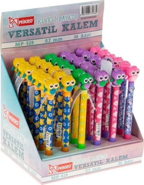 Versatil Kalem 0.7Mm Renkli Baykuş Figür Başlıklı 36 Lı