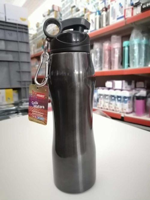 Metal Siyahı Rengi 1 Adet 750 Ml Çelik Matara / 2627 - Sağlığa Uygun / Matara