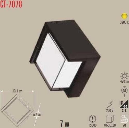Dominik Led Bahçe 7w Duvar Aplik 3200K Günışığı Dış Mekan