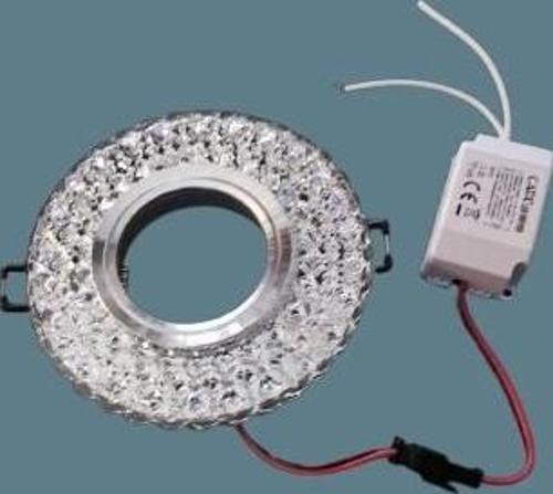 İpek Dekoratif Cam Spot Yuvarlak Kristal Krom 3w Efektli 4000K GU10 (Duy Ampul Hariç)