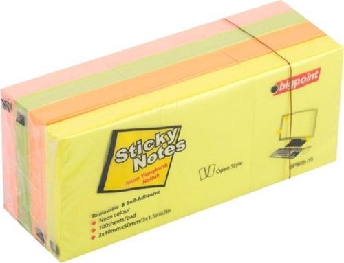 Yapışkanlı Not Kağıdı 3'Lü 40X50Mm Neon 4 Renk 4'Lü Paket