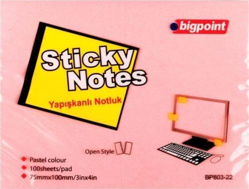 Yapışkanlı Not Kağıdı 75X100 Mm Pembe Bp803 - 22 (12 Li Paket)