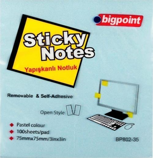 Yapışkanlı Not Kağıdı 75X75Mm Mavi 12'Li Paket