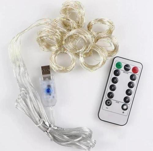 USB Peri Led Perde Süsleme Ledi 3x2 mt 10 Kollu Günışığı 3500k