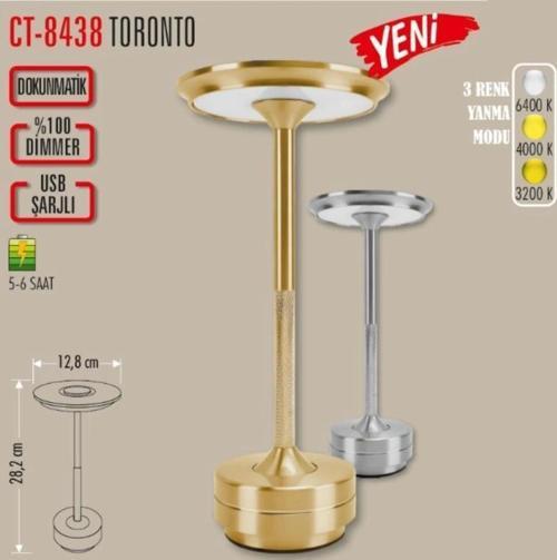 Şarjlı Ledli TORONTO Masa Lambası Krom 3 Renk Işık Abajur