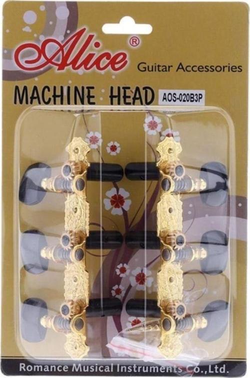 Ao-020B3P Siyah Kaliteli 3+3 Model Kalsik Gitar Burgu Seti-Vidalar Dahildir
