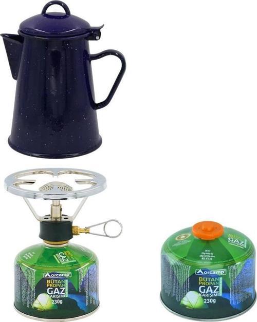 Siboplu Kartuş Ocak+Tüp K-192-230+1 Adet 230 gr Tüp+Retro Emaye Demlik ORC-002-B1