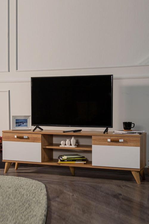 Story 160X34 Kapaklı Tv Sehpası - Sarı Meşe